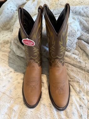Laredo Two-Tone Brown and Gold Women's Western Cowboy Boots